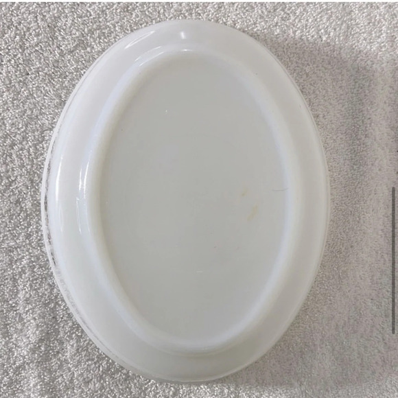 Vintage Dynaware Pyr-O-Rey Brown Daisy Shallow Oval Milk  Glass Casserole Dish - Picture 6 of 10